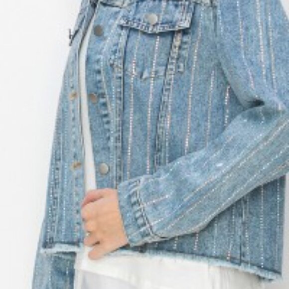 new ORIGMAI embellished jean denim jacket (4-colors) SM-2X classic rhinestones - Picture 10 of 16